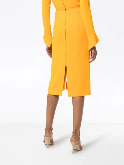 Shop Roland Mouret Aura Pencil Midi Skirt In Yellow