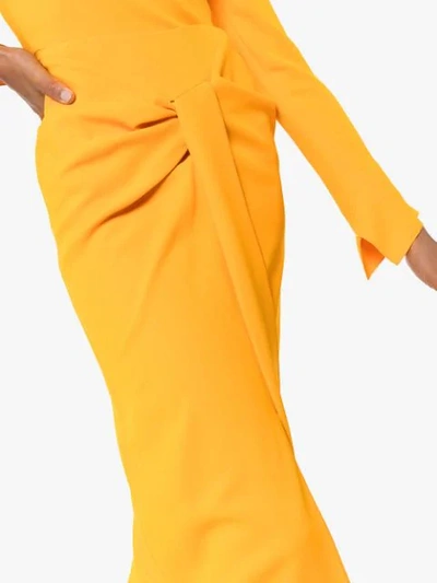 Shop Roland Mouret Aura Pencil Midi Skirt In Yellow