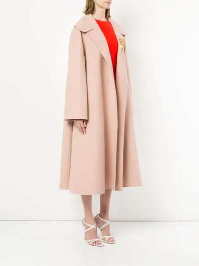 Shop Oscar De La Renta Open Front Coat In Pink