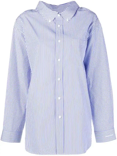Shop Balenciaga Swing Collar Shirt In Blue