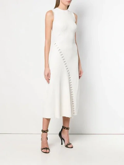 Shop Alexander Mcqueen Ribbed-knit Midi Dress In 9080 White