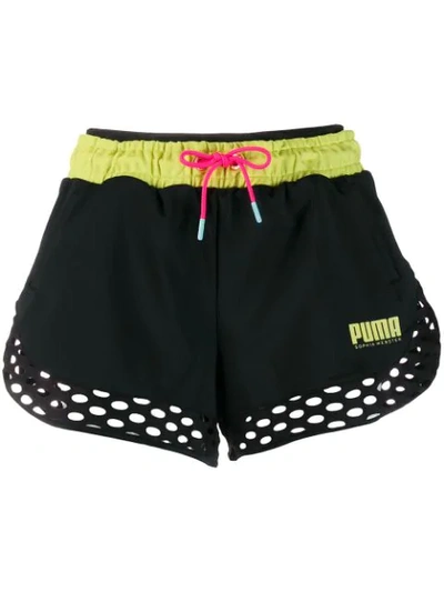 Shop Puma X Sophia Webster Panelled Running Shorts In Black