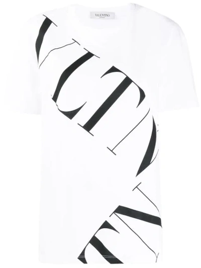 Shop Valentino Large Contrasting Logo T-shirt In White