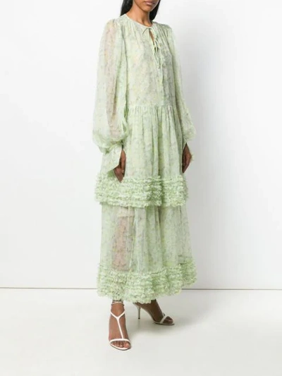 Shop Stella Mccartney Semi-sheer Tiered Dress - Green
