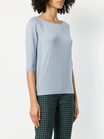 Shop Sottomettimi 3/4 Sleeves Round-neck Pullover In Blue