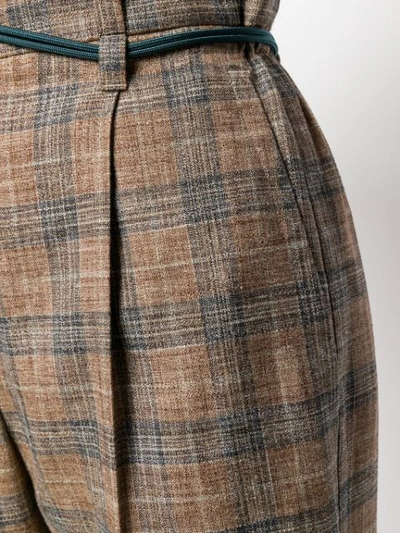 Shop Brunello Cucinelli Cropped Plaid Trousers In Neutrals