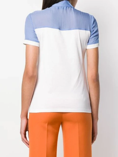 Shop Prada Ruffle Detail Polo Shirt In White ,blue