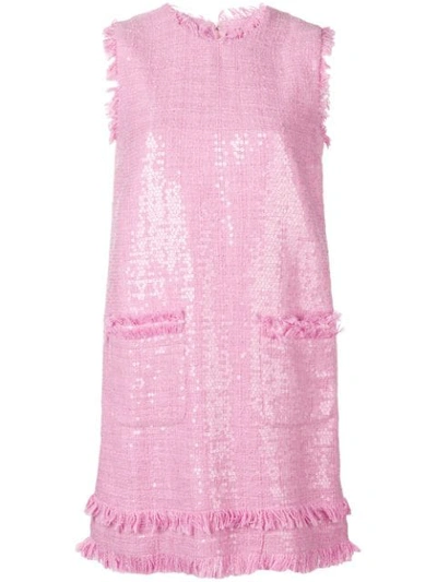 Shop Msgm Sequin Shift Dress In Pink