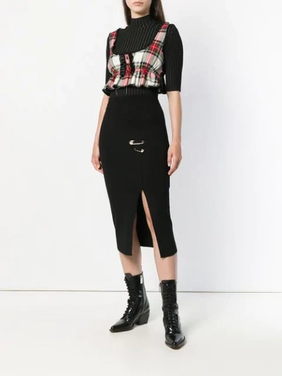 Shop Versus Safety Pin Midi Wrap Skirt - Black
