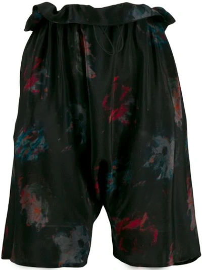 Shop Anntian Brush Print Shorts - Black