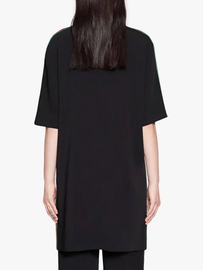 Shop Gucci Stretch Viscose Tunic Dress With Web In Black
