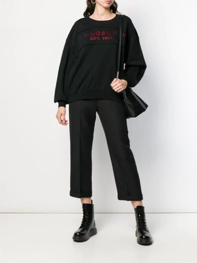 PHILOSOPHY DI LORENZO SERAFINI RED GLITTER EMBELLISHED LOGO SWEATER - 黑色