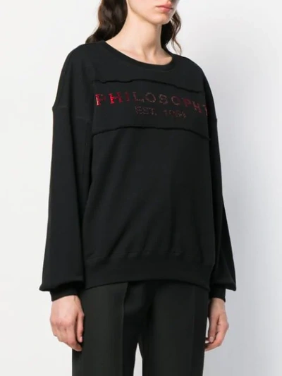 Shop Philosophy Di Lorenzo Serafini Red Glitter Embellished Logo Sweater In Black