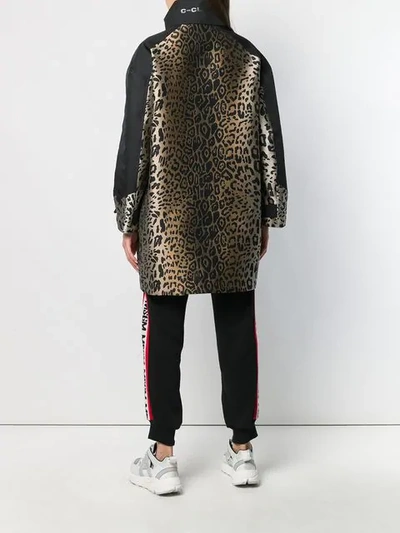 Shop Pinko Leopard Jacquard Zip-up Coat In Zc8 Multi Nero Beige