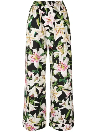 Shop Dolce & Gabbana Lily Print Trousers In Multicolour