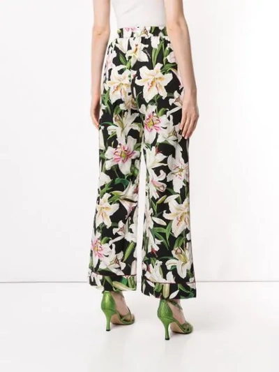 Shop Dolce & Gabbana Lily Print Trousers In Multicolour