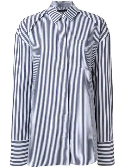 Shop Juunj Oversized Multi-stripe Shirt In White