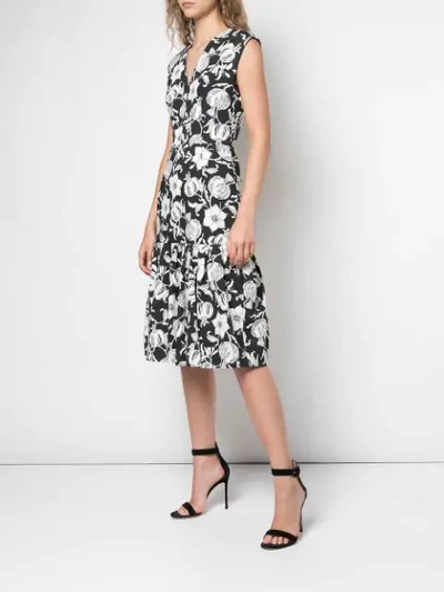 Shop Carolina Herrera Floral Print Midi Dress In Black