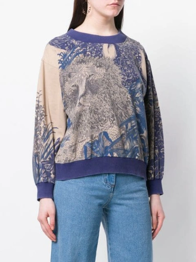 Pre-owned Ferragamo 1980's Lion Print Sweatshirt In Blue