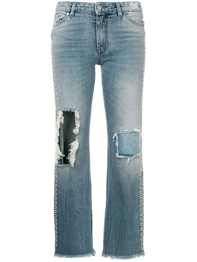 Shop Alchemist Distressed Bootcut Jeans In Blue