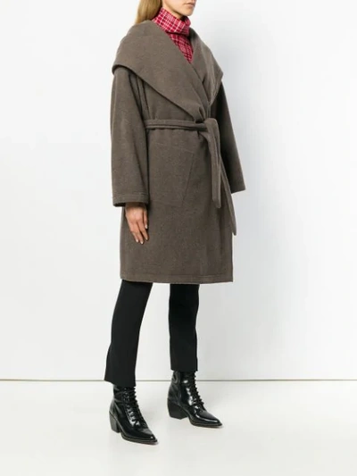 Shop Dušan Belted Oversized Coat In Brown