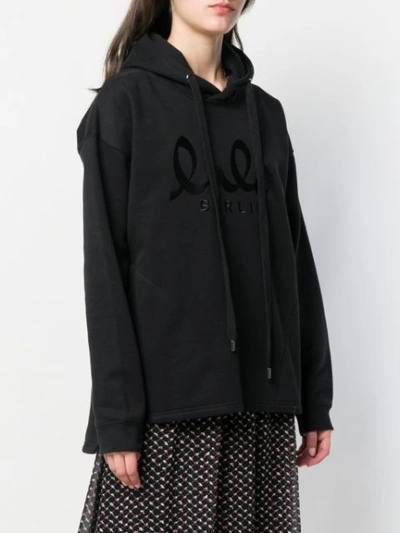 Shop Lala Berlin Logo Embroidered Hooded Sweatshirt In Black