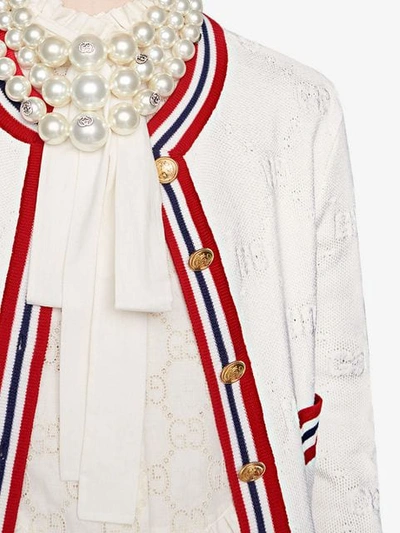 Shop Gucci Gg Wool Silk Cardigan In White