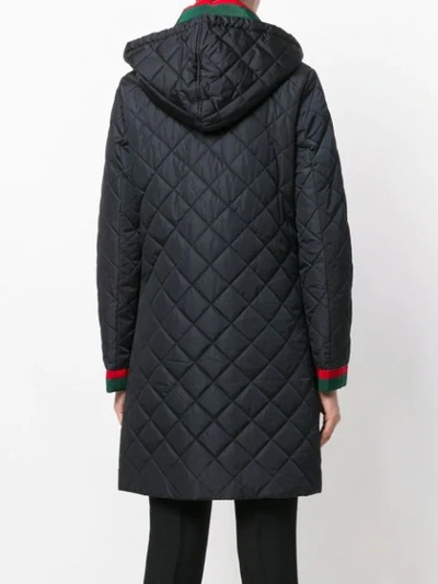 Shop Gucci Web Quilted Coat In Blue