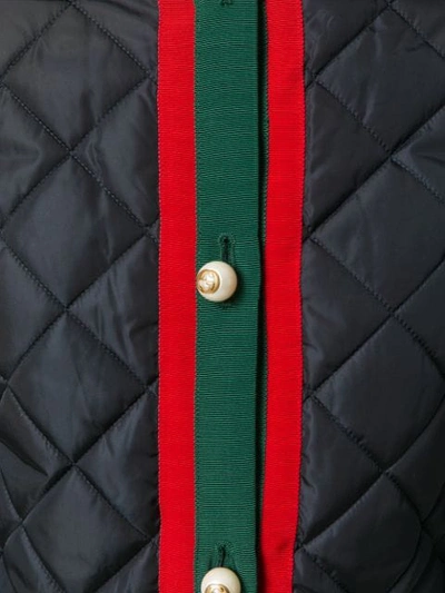 Shop Gucci Web Quilted Coat In Blue