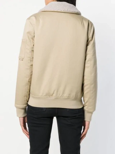 Shop Closed Zipped Bomber Jacket In Neutrals