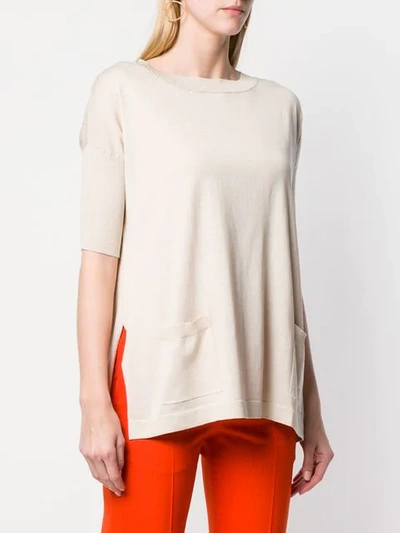 Shop Snobby Sheep Short-sleeved Knitted Top In Neutrals