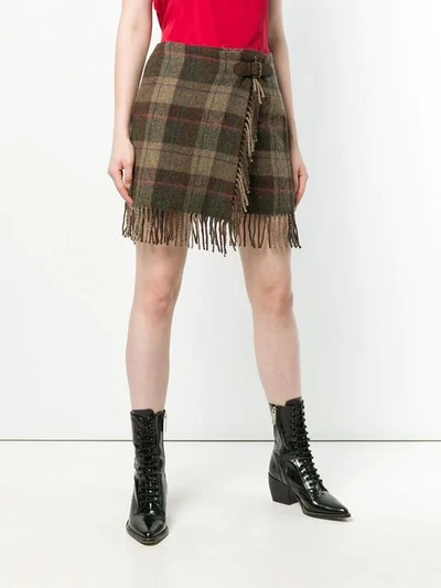 Shop Polo Ralph Lauren Plaid Wrap Skirt In 001 Multi