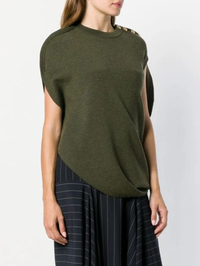 Shop Jw Anderson Asymmetric Knitted Top In Green