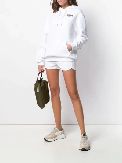 Shop Moschino Jogging Style Shorts - White