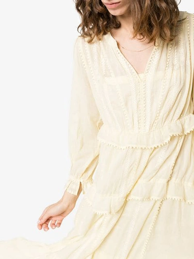 Shop Isabel Marant Étoile Aboni Tiered Cotton Midi Dress In Yellow