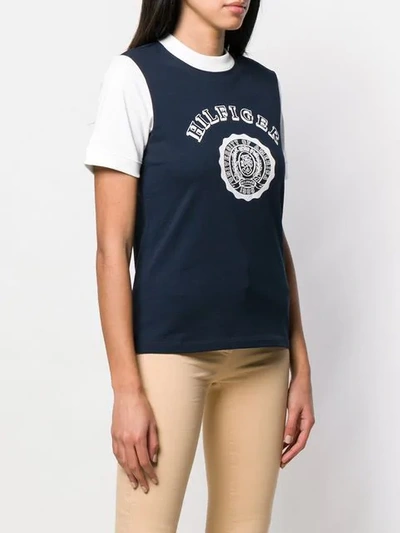 Shop Tommy Hilfiger Contrast Sleeve Logo T-shirt In Blue
