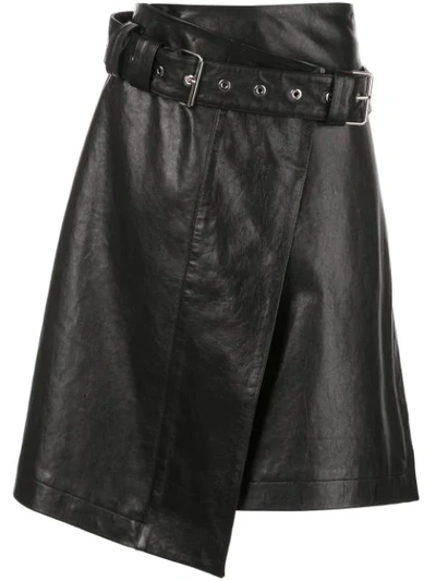 Shop Proenza Schouler Glossy Leather Belted Skirt In Black