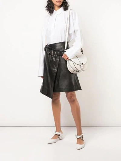 Shop Proenza Schouler Glossy Leather Belted Skirt In Black