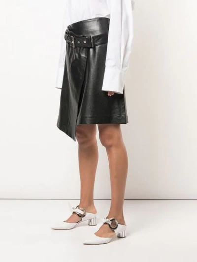 Shop Proenza Schouler Glossy Leather Belted Skirt In Black