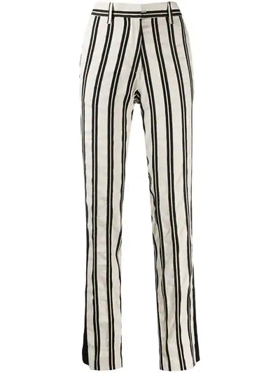 Shop Ann Demeulemeester Striped Trousers - White