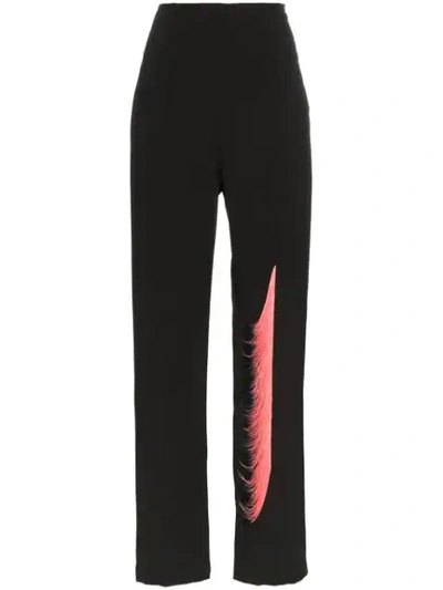 Shop George Keburia High-waisted Fringe Detail Trousers In Black