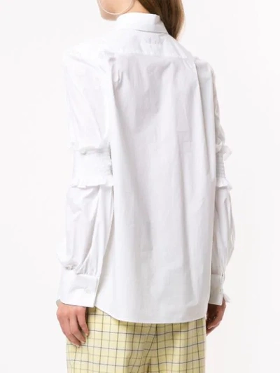 Shop Mm6 Maison Margiela Ruffle Sleeve Shirt In White