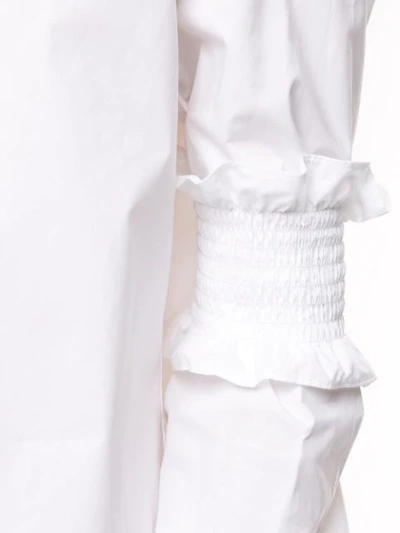 Shop Mm6 Maison Margiela Ruffle Sleeve Shirt In White