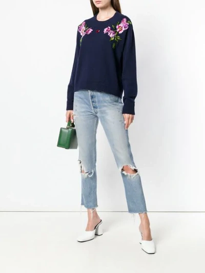 Shop Dolce & Gabbana Flower Knit Jumper In Blue