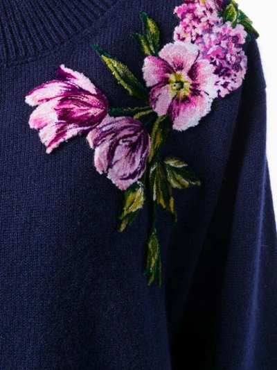 Shop Dolce & Gabbana Flower Knit Jumper In Blue