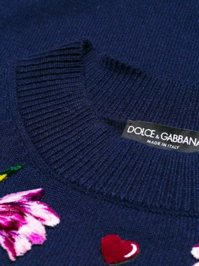 Shop Dolce & Gabbana Flower Knit Jumper In Blue