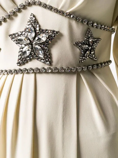Shop Gucci Star Embellished Maxi Dress In Neutrals