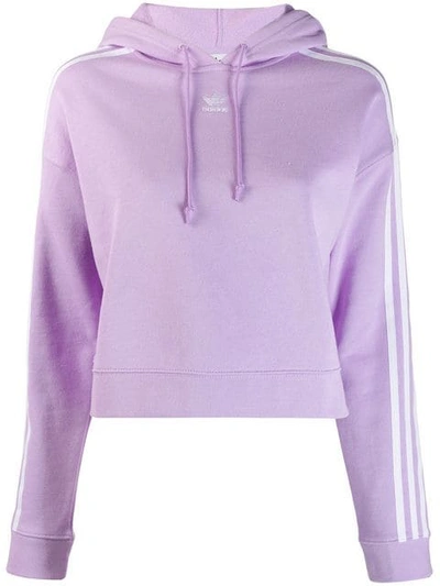 Shop Adidas Originals Cropped Hoodie In Purple