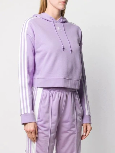 Shop Adidas Originals Cropped Hoodie In Purple