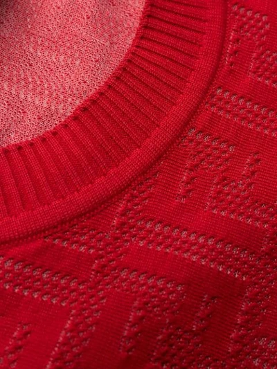 Shop Fendi Jacquard Knit Ff Logo Sweater - Red
